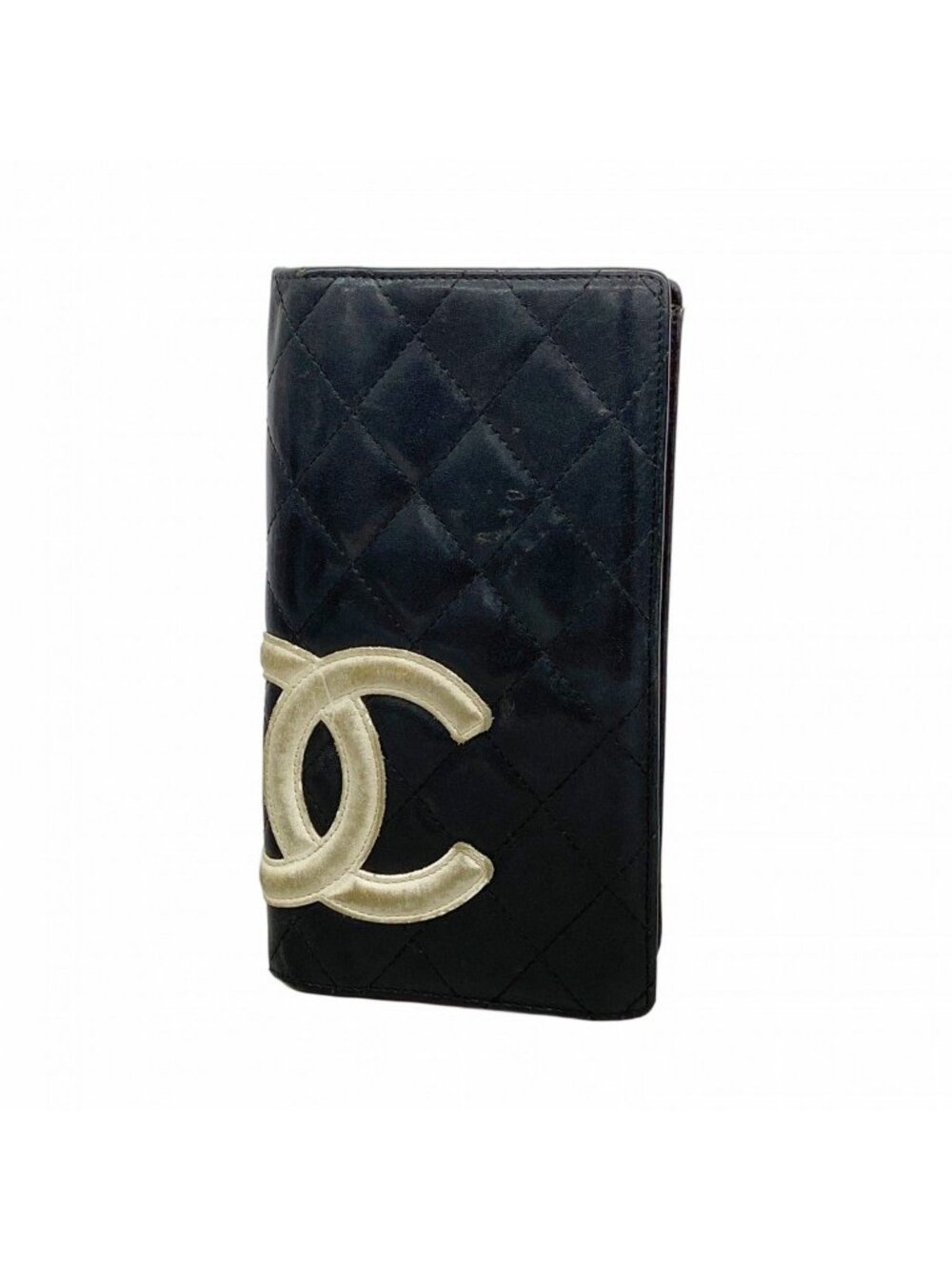 Chanel Wallet Cambon Lambskin Black White Silver